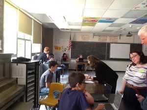 Visitors to Essex Middle School had the opportunity to chat with students about some of their technology explorations over the school year.