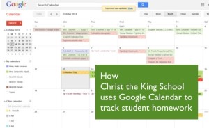 how to use Google Calendar to track student homework