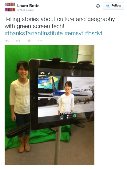 global storytelling with a green screen and iPads
