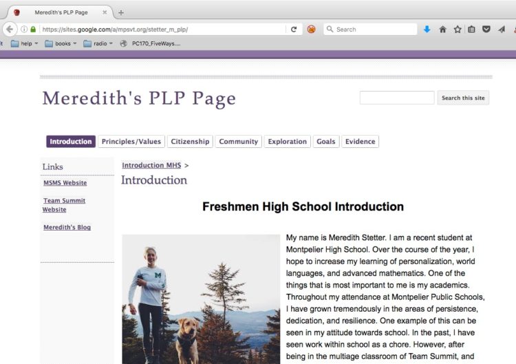 how can students reflect on personalized learnin plans?