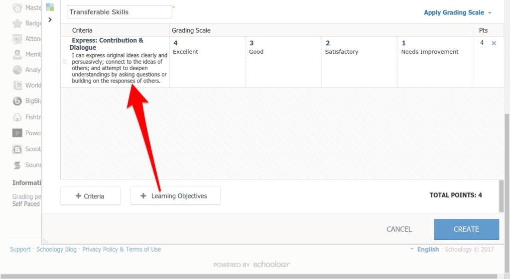 tracking proficiencies in Schoology