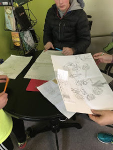 Students working.