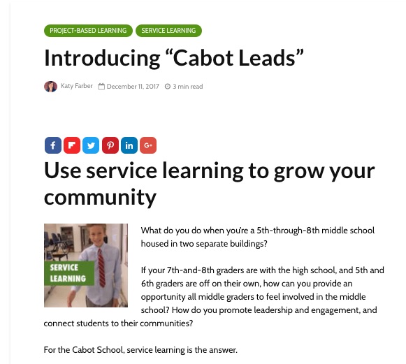 about service learning: Cabot Leads