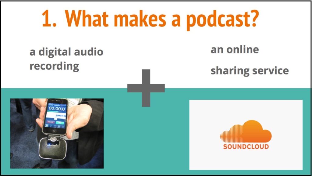 What makes a podcast? A digital recording and an online sharing service