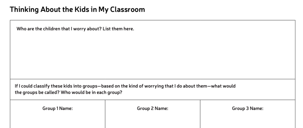 Thinking About the Kids in My Classroom organizer for Kathleen Brinegar interview