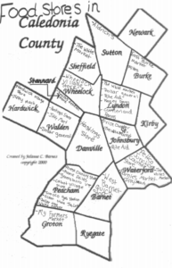 a map of food stores in Caledonia County
