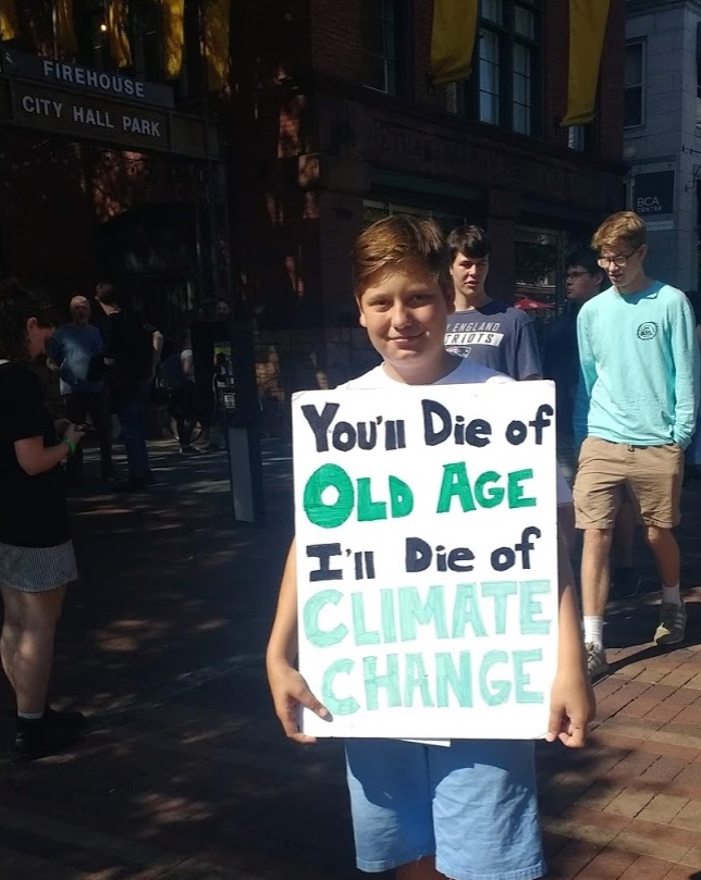 student at Burlington Youth Climate Strike
