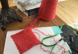 Knitting & algebra: my swatch of Harrisville Designs Shetland for the Tangled Yoke Cardigan