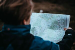 student looking at a map