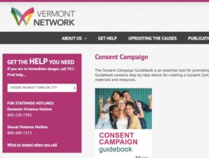 screenshot of Vermont Network Consent Campaign