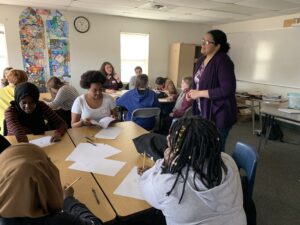 VT author Kekla Magoon hosted a writing workshop for attendees, discussing how to translate ideas to publication.