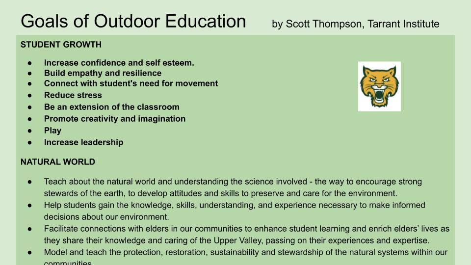 outdoor education vermont goals