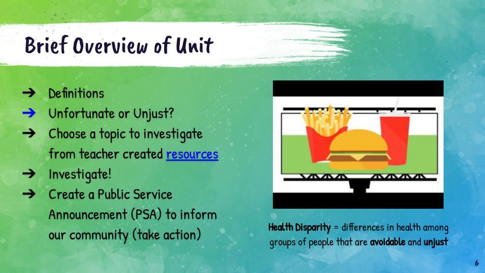 Brief overview of health equity unit