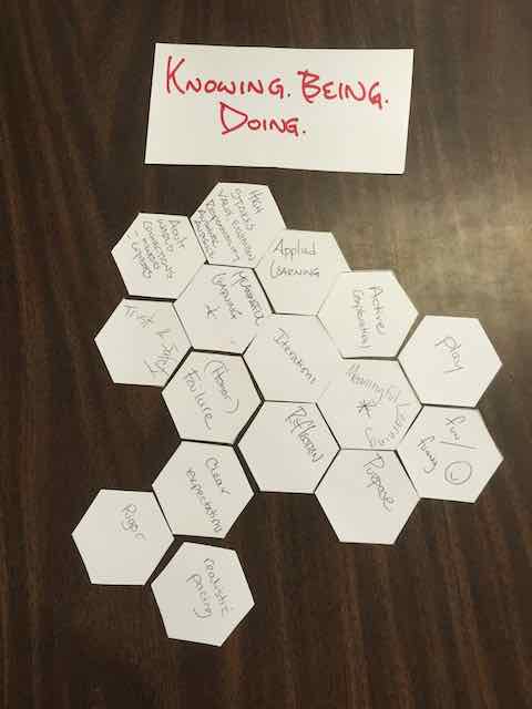 Paper hexagons on a table